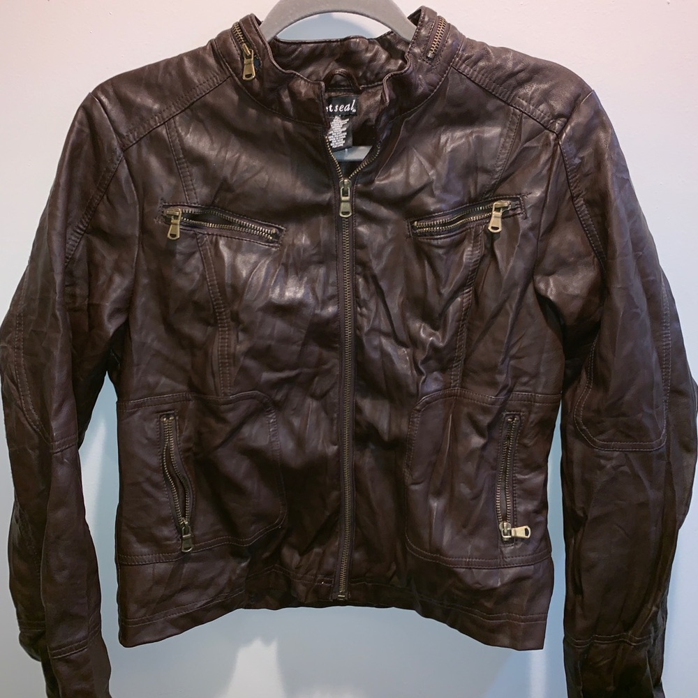 Brown leather jacket